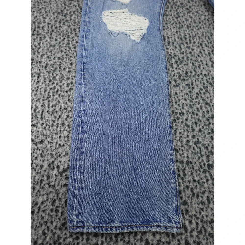 Levi's 501 Original Fit Jeans Mens 36x34 Light Wash Distressed Ripped 00501-3032